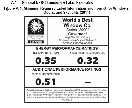 NFRC Door Matrix Label