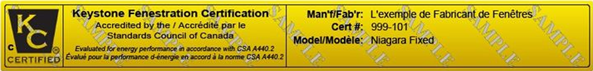 Example Perm CSA A440.1 Label