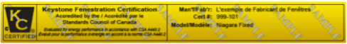 CSA A440.2 Thermal Performance Label