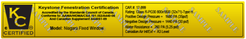 NAFS/CSA A440S1 Structural Performance Label