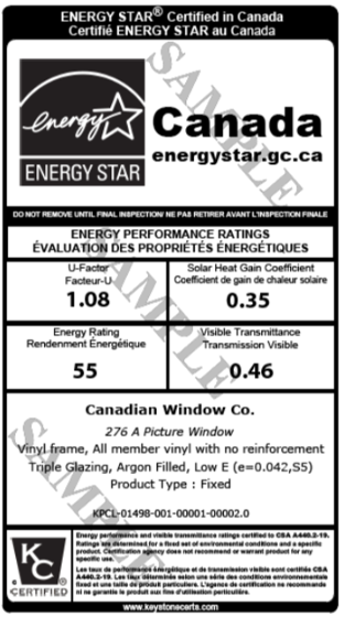 Example temporary label with Engery Star